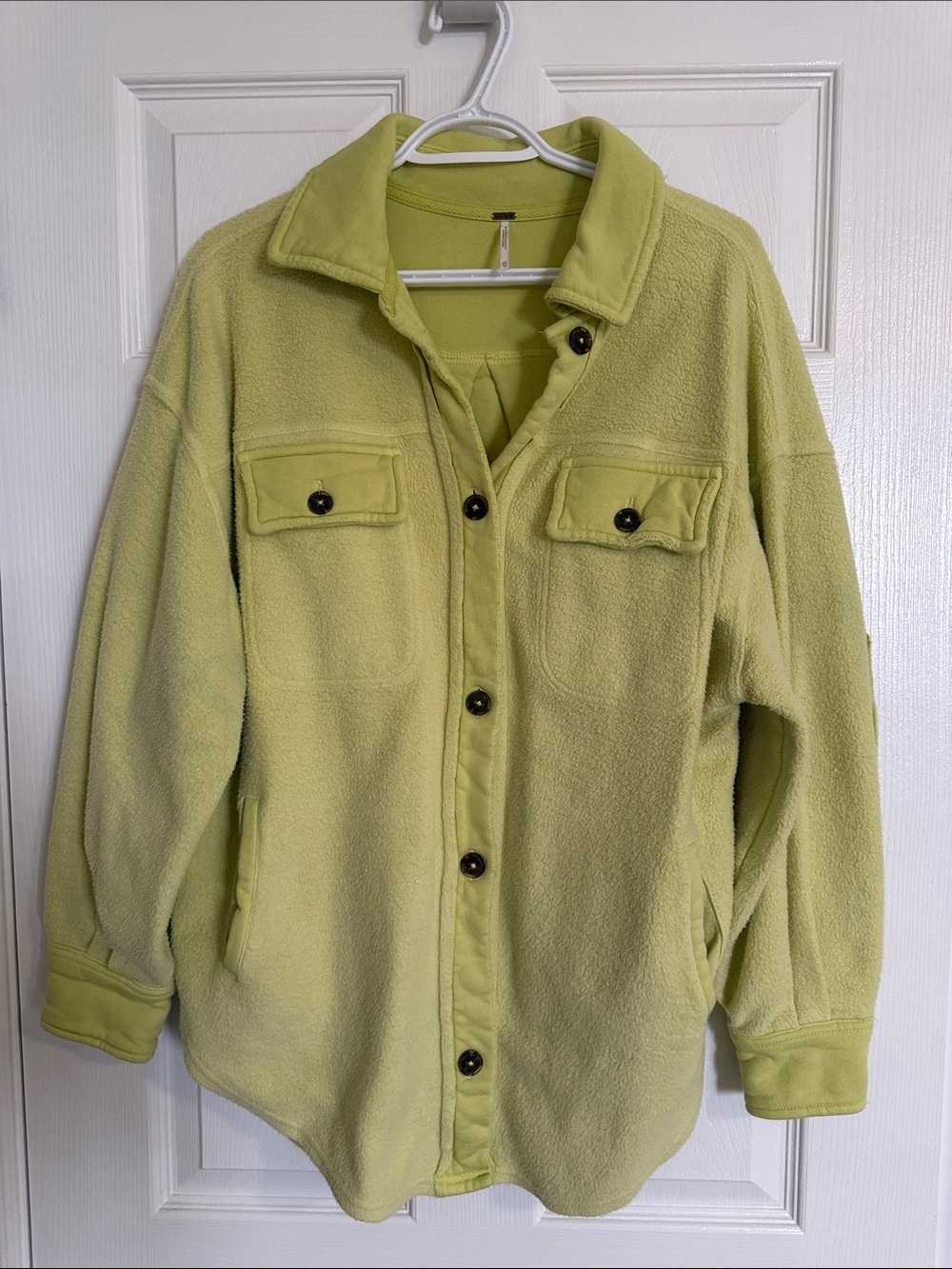 Free People Lime Green Teddy Fleece Shacket
